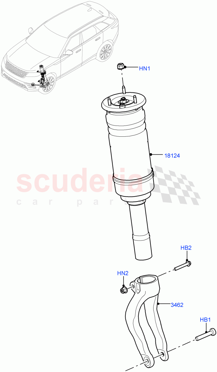 Front Suspension Struts And Springs (With Four Corner Air Suspension, With Performance Suspension) of Land Rover Land Rover Range Rover Velar (2017+) [3.0 I6 Turbo Diesel AJ20D6]