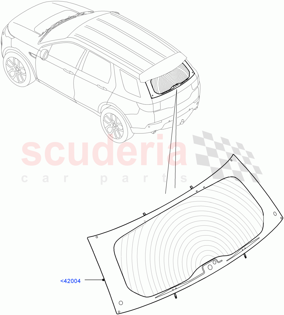 Back Window Glass (Changsu (China)) ((V) FROMFG000001) of Land Rover Land Rover Discovery Sport (2015+) [1.5 I3 Turbo Petrol AJ20P3]