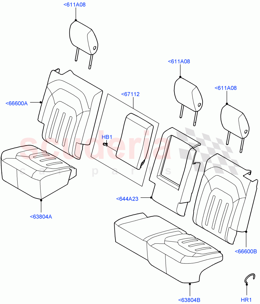 Rear Seat Covers (Standard Wheelbase, Thick Rawedge Leather/Prem Textile, 60/40 Load Through With Slide) of Land Rover Land Rover Defender (2020+) [2.0 Turbo Diesel]