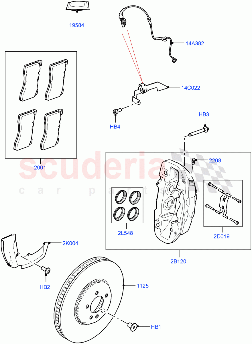 Front Brake Discs And Calipers (Disc And Caliper Size-Frt 19/RR 19) of Land Rover Land Rover Range Rover (2022+) [3.0 I6 Turbo Petrol AJ20P6]