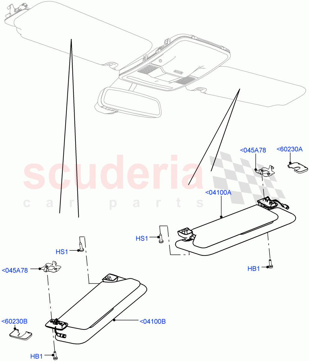 Headlining And Sun Visors (Leather Trim Finish) of Land Rover Land Rover Range Rover (2012-2021) [3.0 I6 Turbo Diesel AJ20D6]