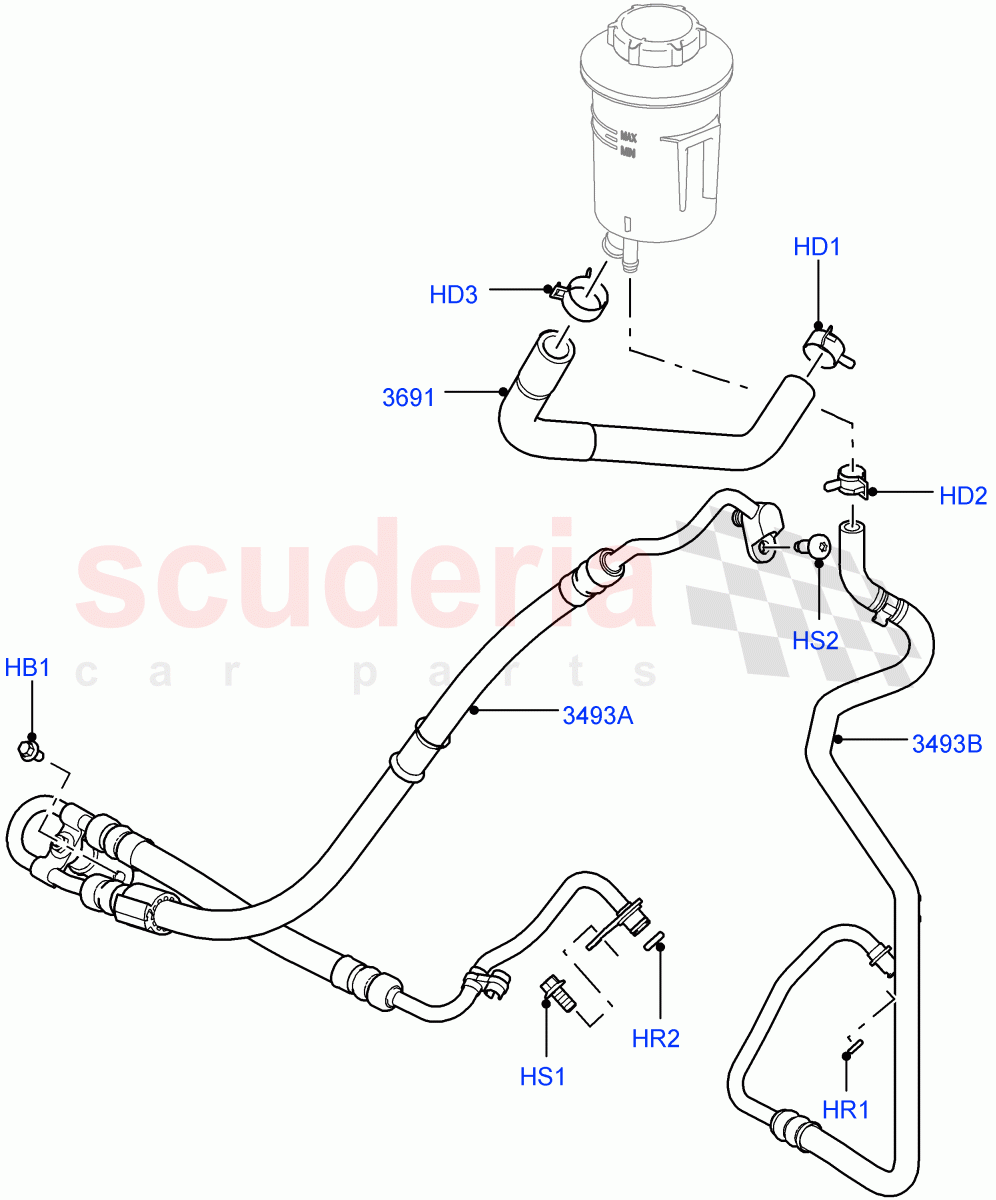 Supply & Return Hoses - Power Strg (3.0L 24V DOHC V6 TC Diesel) ((V) FROMAA000001) of Land Rover Land Rover Range Rover Sport (2010-2013) [5.0 OHC SGDI NA V8 Petrol]
