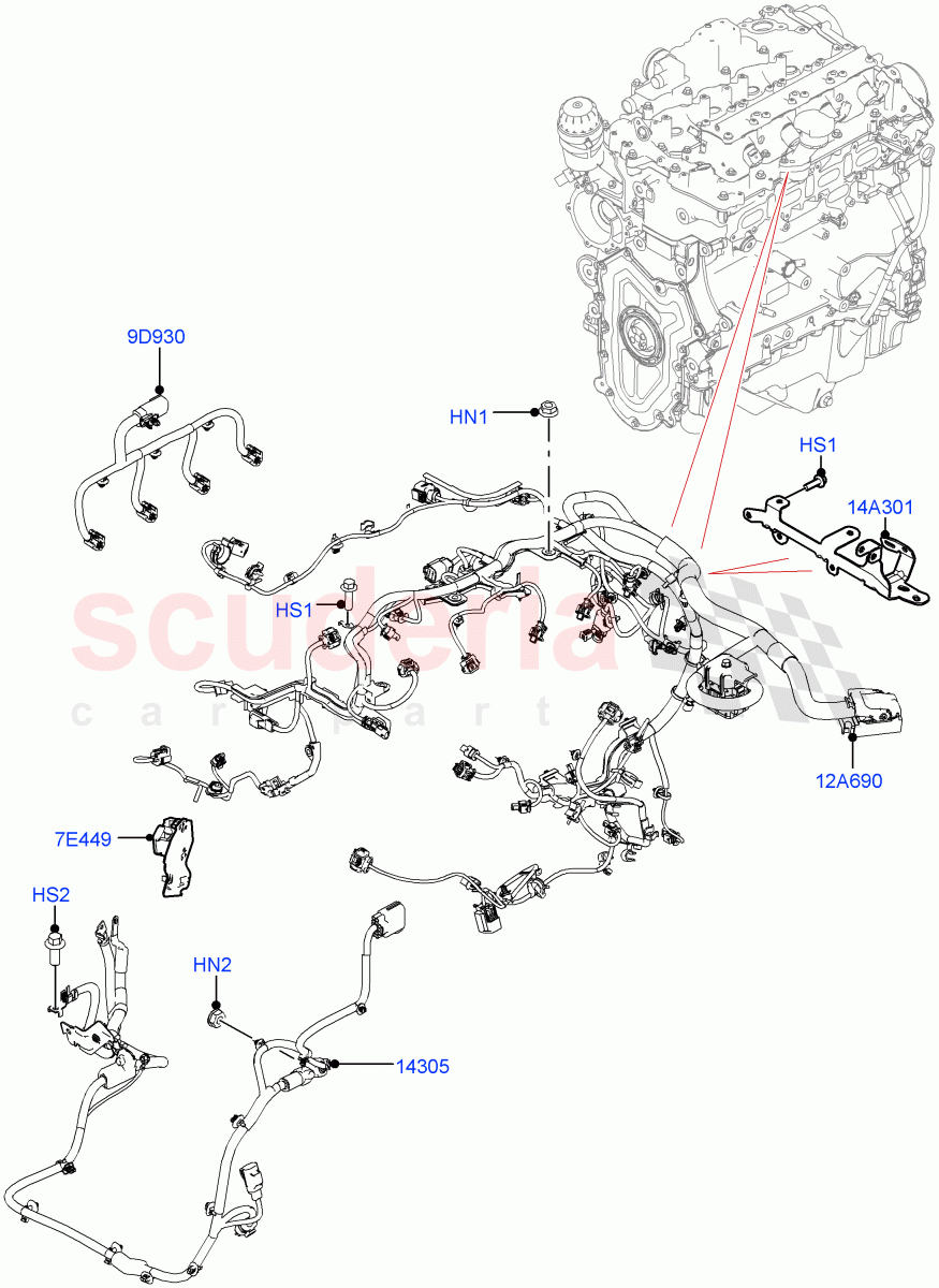 Electrical Wiring - Engine And Dash (2.0L AJ200P Hi PHEV) ((V) FROMJA000001) of Land Rover Land Rover Range Rover (2012-2021) [5.0 OHC SGDI NA V8 Petrol]