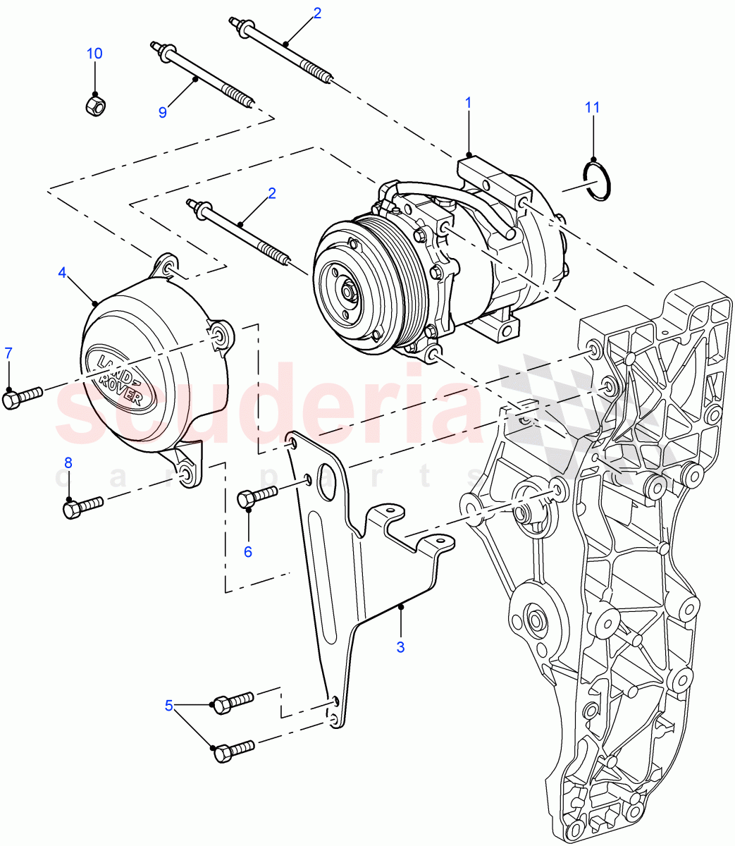 Air Conditioning - Compressor (2.4L Duratorq-TDCi HPCR (140PS) -Puma, With Manual Air Conditioning) ((V) FROM7A000001, (V) TOBA999999) of Land Rover Land Rover Defender (2007-2016)