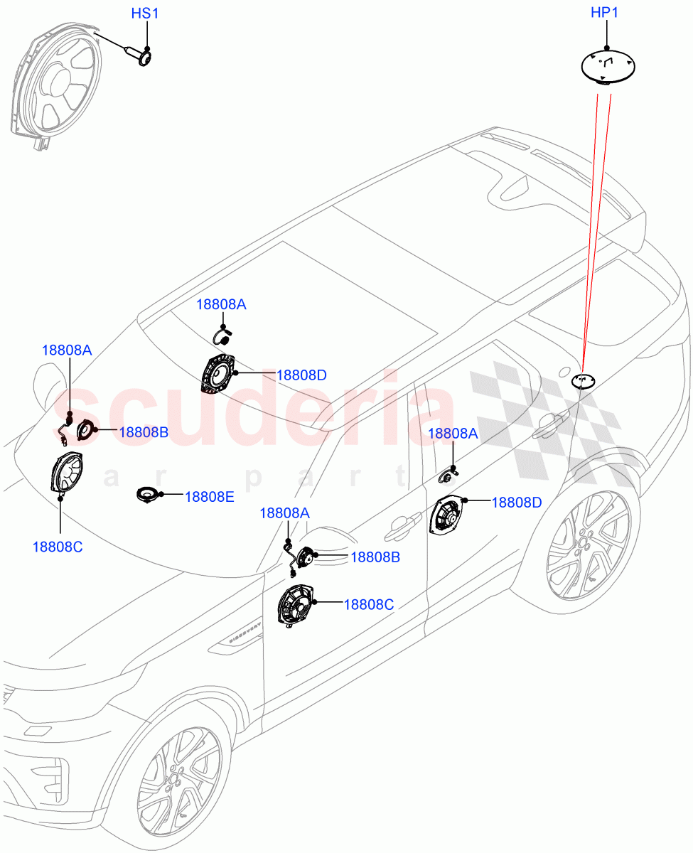 Speakers (Nitra Plant Build) (Midline Sound System) ((V) FROMK2000001) of Land Rover Land Rover Discovery 5 (2017+) [3.0 I6 Turbo Petrol AJ20P6]