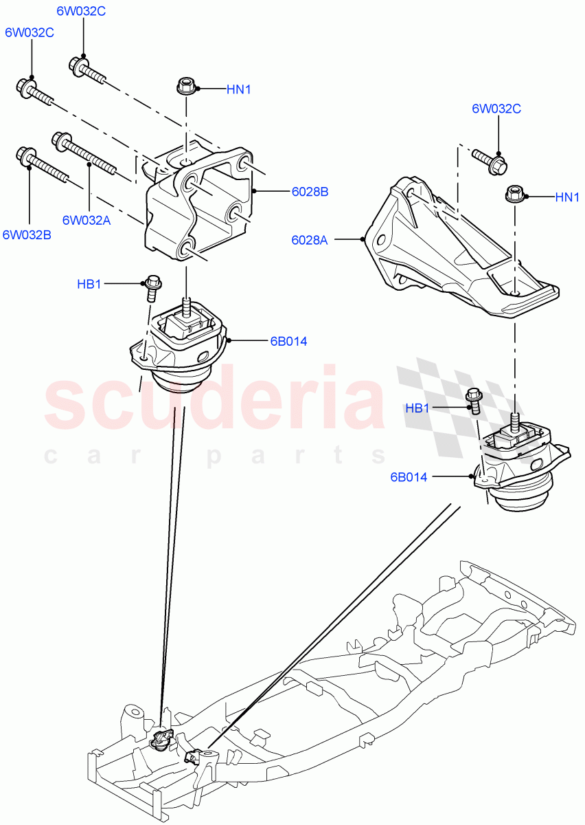 Engine Mounting (Lion Diesel 2.7 V6 (140KW)) ((V) TO9A999999) of Land Rover Land Rover Range Rover Sport (2005-2009) [2.7 Diesel V6]