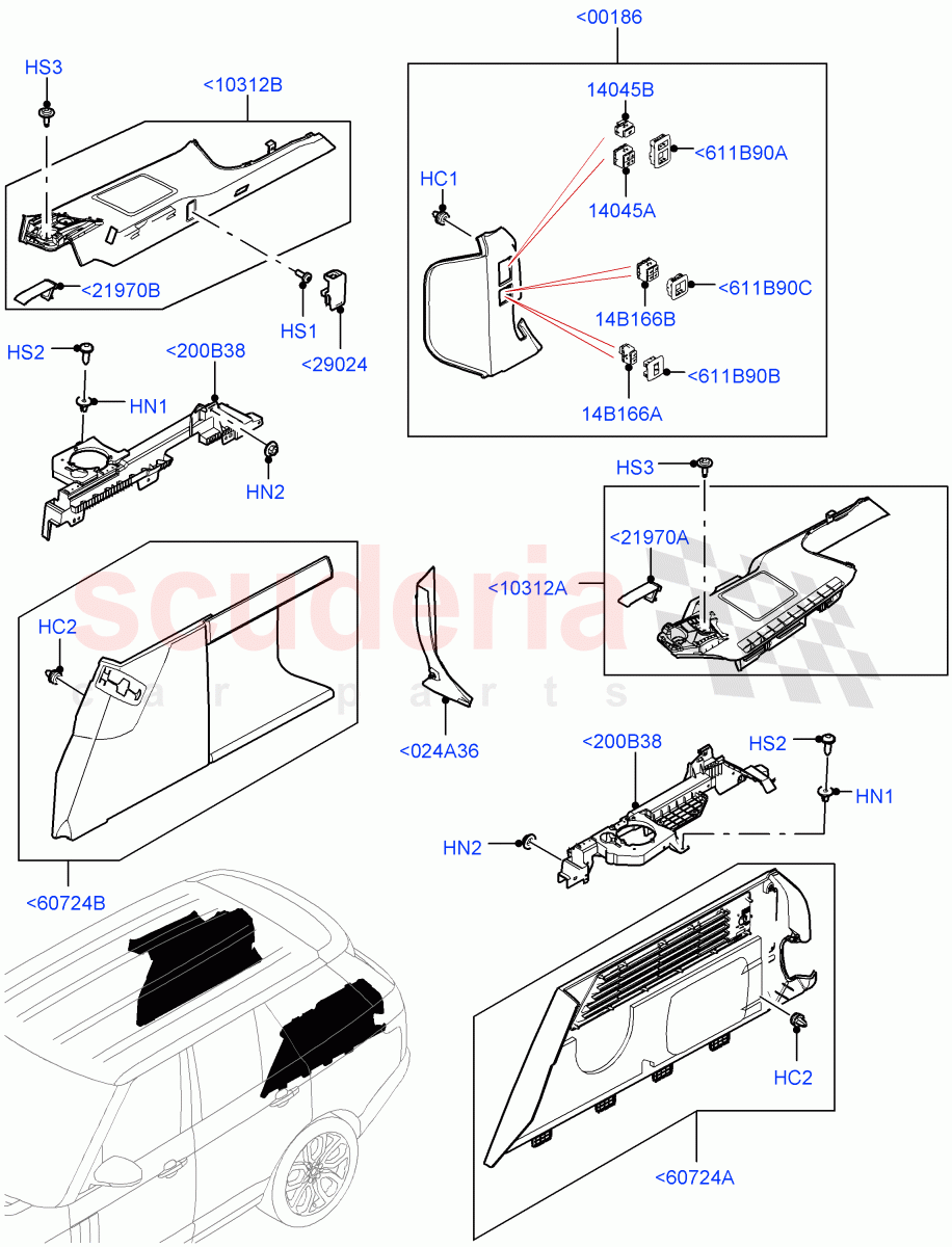 Side Trim (40/20/40 Super Slouch Rear Seat) ((V) FROMJA000001) of Land Rover Land Rover Range Rover (2012-2021) [4.4 DOHC Diesel V8 DITC]