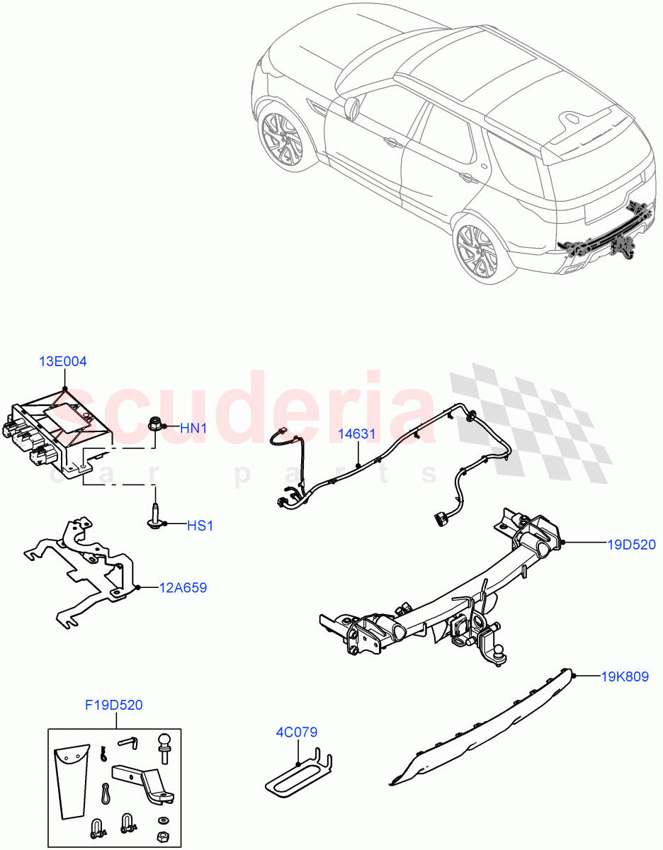 Towing Equipment (AUS/NZ Tow Bar) ((+) "AUS/NZ") of Land Rover Land Rover Discovery 5 (2017+) [3.0 I6 Turbo Petrol AJ20P6]