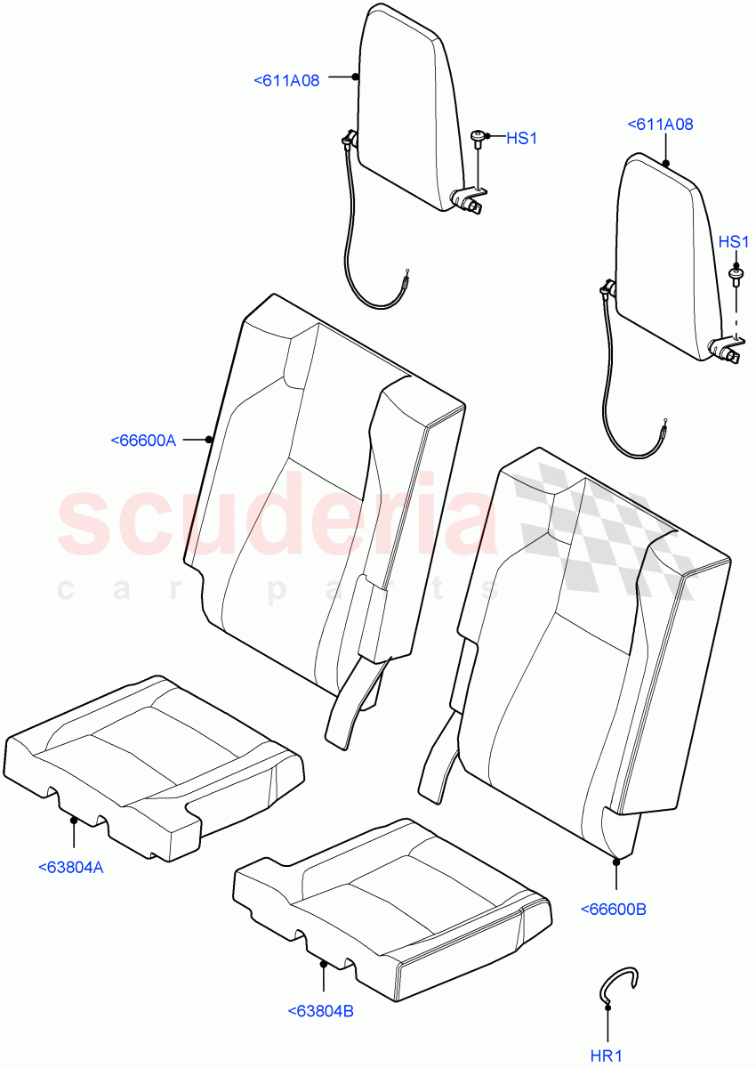 Rear Seat Covers (Grained Cloth, Halewood (UK), With 3rd Row Double Seat) ((V) FROMLH000001) of Land Rover Land Rover Discovery Sport (2015+) [2.0 Turbo Petrol AJ200P]