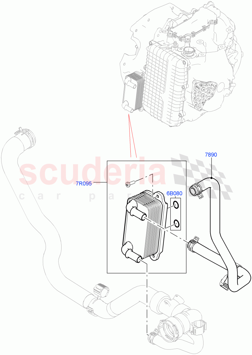 Transmission Cooling Systems (2.0L 16V TIVCT T/C 240PS Petrol, 9 Speed Auto AWD, Itatiaia (Brazil)) ((V) FROMGT000001) of Land Rover Land Rover Range Rover Evoque (2012-2018) [2.0 Turbo Petrol AJ200P]