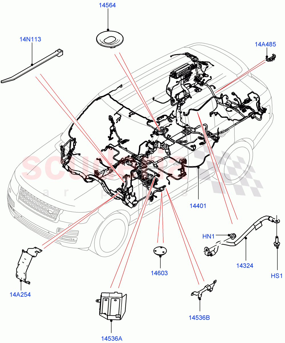 Electrical Wiring - Engine And Dash (Main Harness) ((V) FROMFA000001, (V) TOFA999999) of Land Rover Land Rover Range Rover (2012-2021) [2.0 Turbo Petrol GTDI]
