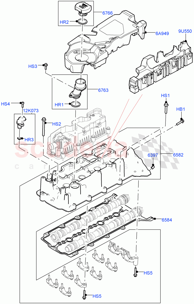 Cylinder Head Cover (2.0L AJ21D4 Diesel Mid) ((V) FROMMA000001) of Land Rover Land Rover Range Rover Velar (2017+) [2.0 Turbo Diesel AJ21D4]
