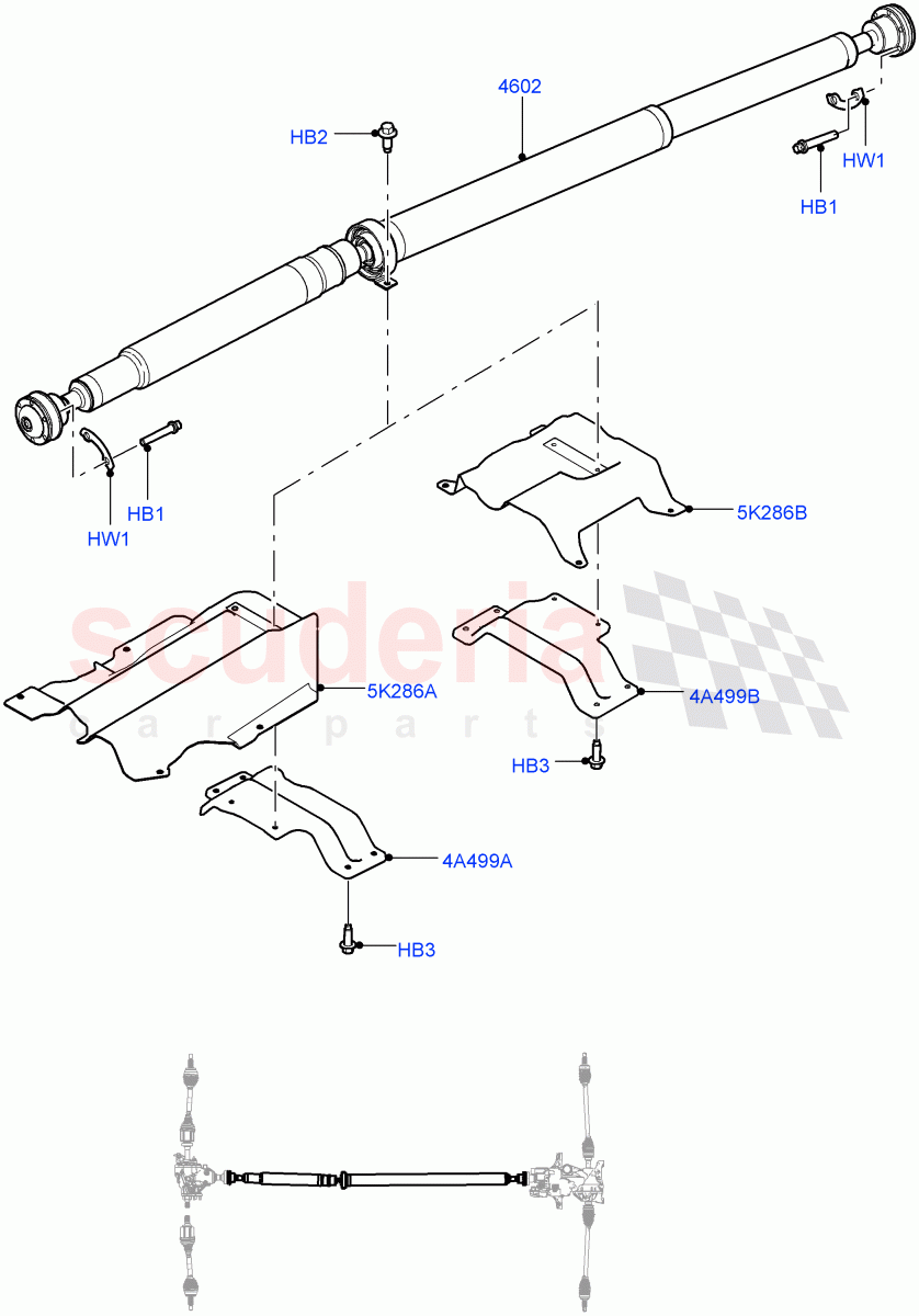 Drive Shaft - Rear Axle Drive (Propshaft) (Itatiaia (Brazil), Efficient Driveline) ((V) FROMGT000001) of Land Rover Land Rover Range Rover Evoque (2012-2018) [2.0 Turbo Diesel]