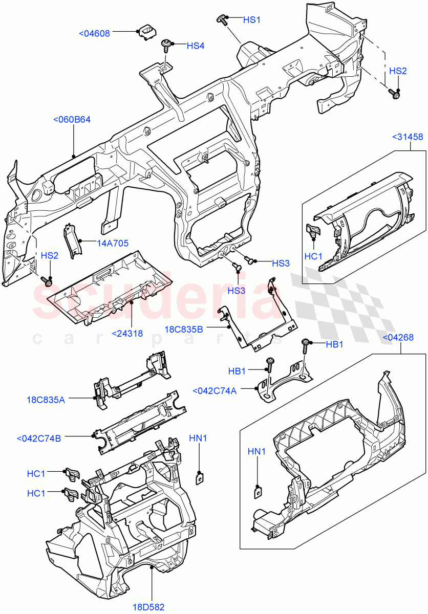 Instrument Panel (Internal Components) ((V) FROMAA000001) of Land Rover Land Rover Range Rover Sport (2010-2013) [5.0 OHC SGDI NA V8 Petrol]