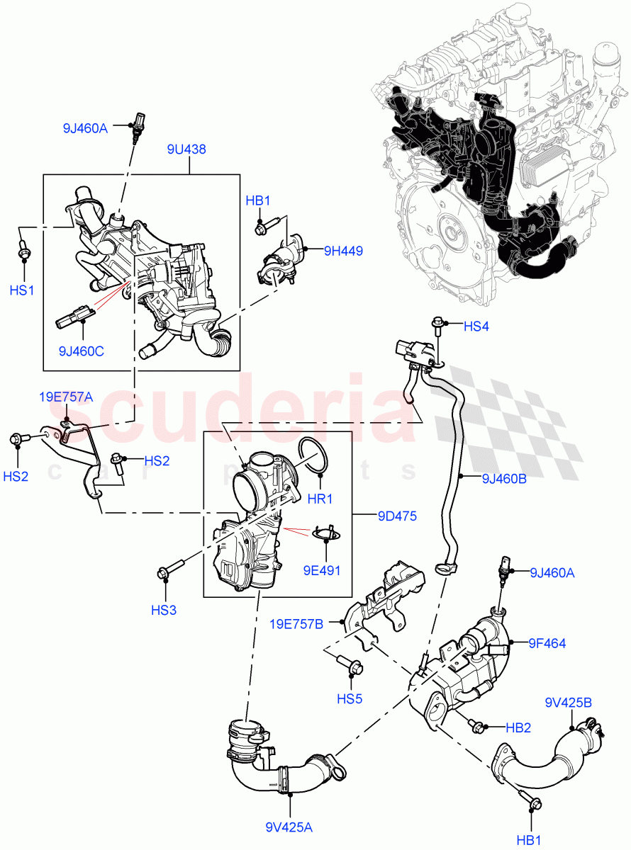 Exhaust Gas Recirculation (2.0L AJ21D4 Diesel Mid, Itatiaia (Brazil)) of Land Rover Land Rover Range Rover Evoque (2019+) [2.0 Turbo Diesel AJ21D4]
