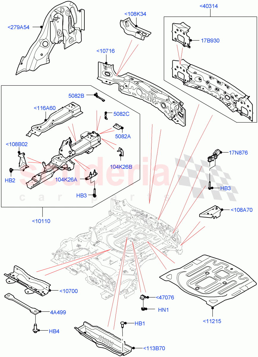 Floor Pan - Centre And Rear (Itatiaia (Brazil)) of Land Rover Land Rover Range Rover Evoque (2019+) [1.5 I3 Turbo Petrol AJ20P3]