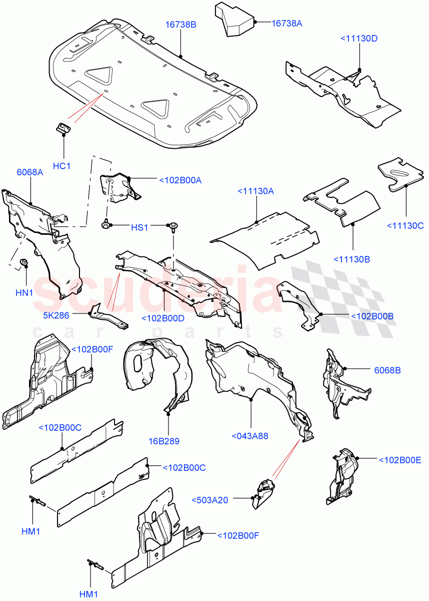 Insulators - Front (Engine Compartment) of Land Rover Land Rover Range Rover (2012-2021) [3.0 I6 Turbo Petrol AJ20P6]