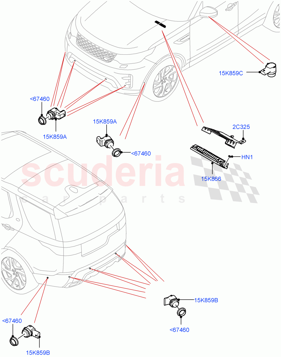 Parking Distance Control (Nitra Plant Build) ((V) FROMM2000001) of Land Rover Land Rover Discovery 5 (2017+) [3.0 I6 Turbo Petrol AJ20P6]