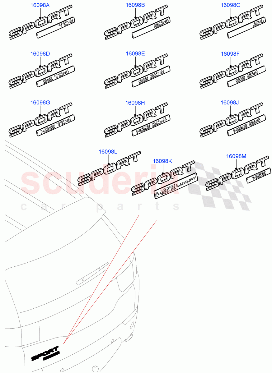 Name Plates (Halewood (UK)) ((V) TOKH999999) of Land Rover Land Rover Discovery Sport (2015+) [2.0 Turbo Petrol GTDI]
