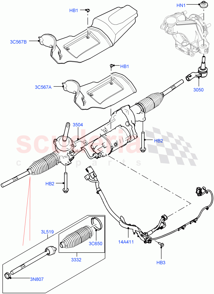 Steering Gear (LHD) (Itatiaia (Brazil)) ((V) FROMGT000001) of Land Rover Land Rover Range Rover Evoque (2012-2018) [2.0 Turbo Petrol AJ200P]