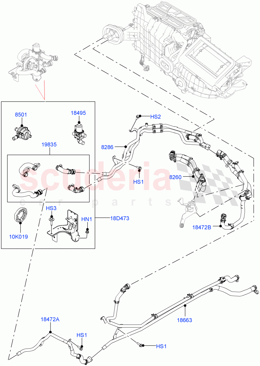 Heater Hoses (2.0L AJ200P Hi PHEV) ((V) FROMMA000001) of Land Rover Land Rover Range Rover Velar (2017+) [5.0 OHC SGDI SC V8 Petrol]