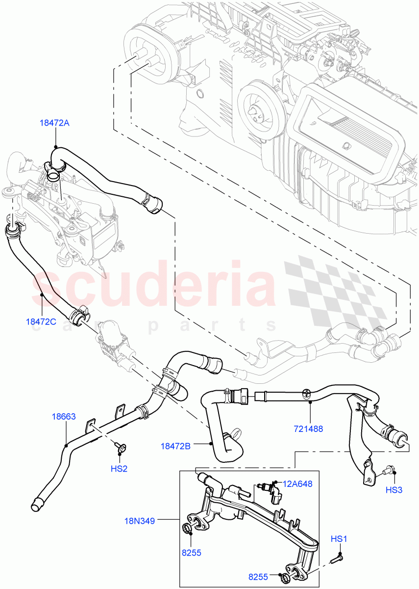 Heater Hoses (Front) (5.0L OHC SGDI SC V8 Petrol - AJ133) ((V) TOHA999999) of Land Rover Land Rover Range Rover Sport (2014+) [3.0 I6 Turbo Petrol AJ20P6]