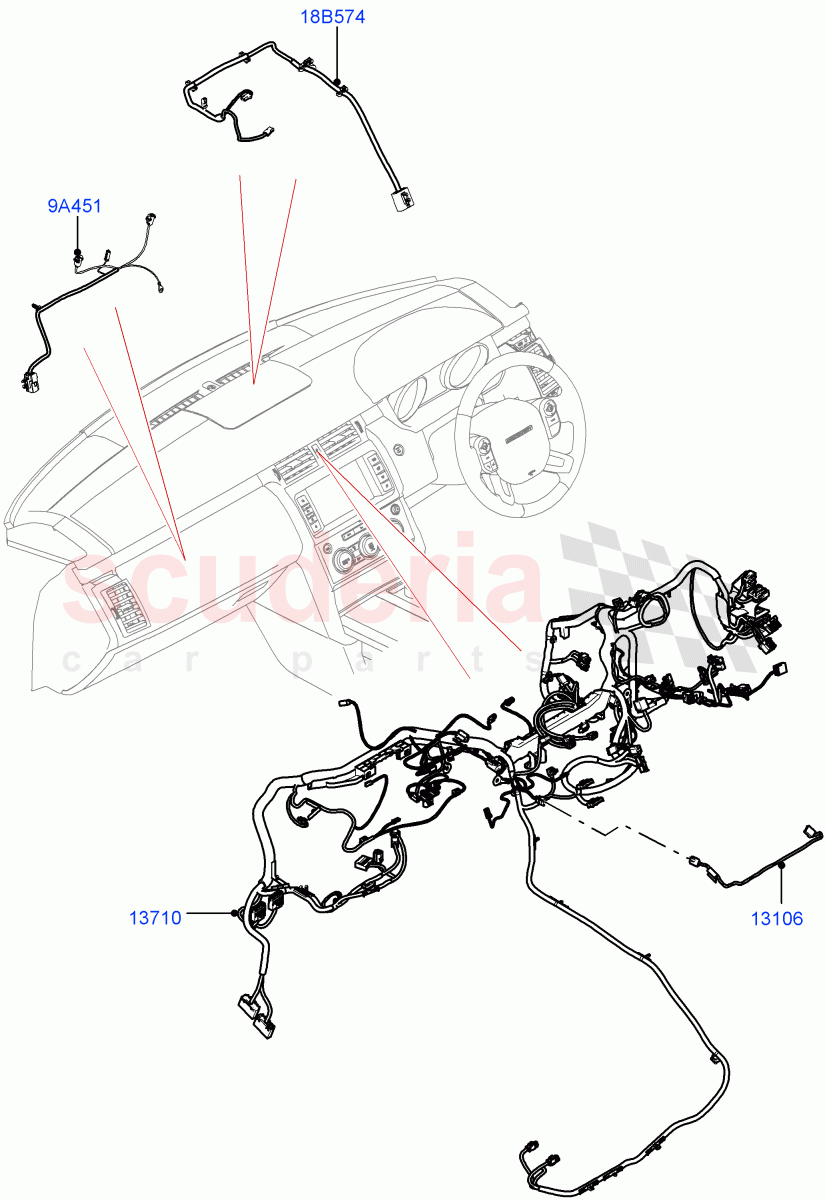Facia Harness (Solihull Plant Build) ((V) FROMKA000001) of Land Rover Land Rover Discovery 5 (2017+) [3.0 DOHC GDI SC V6 Petrol]