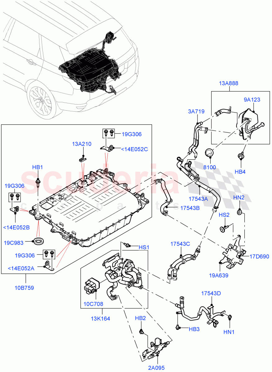 Hybrid Electrical Modules (PHEV Battery And Cooling, Rear Section) (2.0L AJ200P Hi PHEV) ((V) FROMJA000001) of Land Rover Land Rover Range Rover Sport (2014+) [5.0 OHC SGDI SC V8 Petrol]