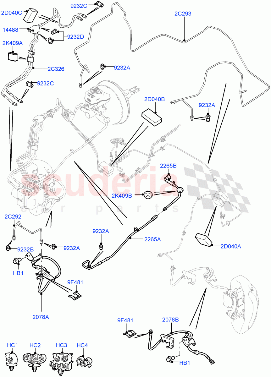 Front Brake Pipes (3.0 V6 Diesel Electric Hybrid Eng, 8 Speed Auto Trans ZF 8HP70 HEV 4WD, RHD, 3.0 V6 D Gen2 Mono Turbo, 3.0 V6 D Gen2 Twin Turbo) of Land Rover Land Rover Range Rover Sport (2014+) [4.4 DOHC Diesel V8 DITC]