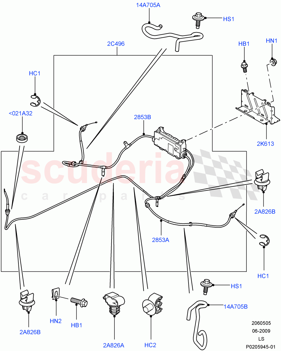 Parking Brake (Parking Brake Cable) ((V) FROMAA000001) of Land Rover Land Rover Discovery 4 (2010-2016) [3.0 DOHC GDI SC V6 Petrol]