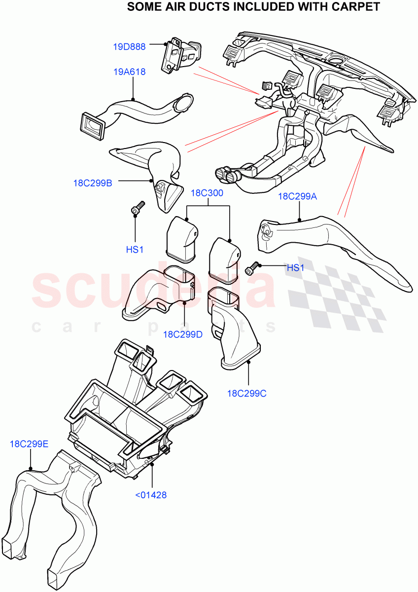 Air Vents, Louvres And Ducts (Internal Components) ((V) FROMAA000001) of Land Rover Land Rover Range Rover Sport (2010-2013) [5.0 OHC SGDI SC V8 Petrol]
