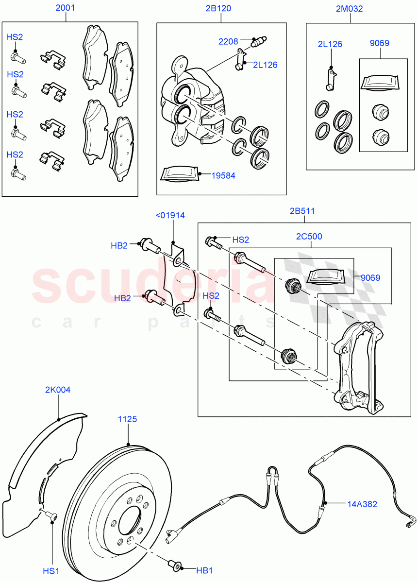 Front Brake Discs And Calipers (Front Disc And Caliper Size 19) ((V) FROMGA000001, (V) TOGA150000) of Land Rover Land Rover Range Rover Sport (2014+) [3.0 Diesel 24V DOHC TC]