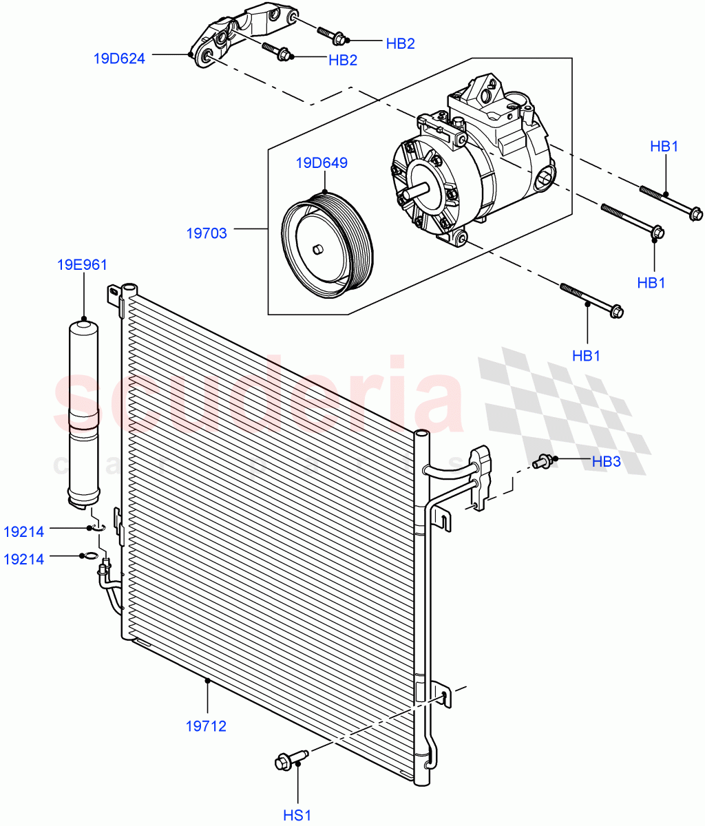 Air Conditioning Condensr/Compressr (Lion Diesel 2.7 V6 (140KW)) ((V) FROMAA000001) of Land Rover Land Rover Discovery 4 (2010-2016) [5.0 OHC SGDI NA V8 Petrol]