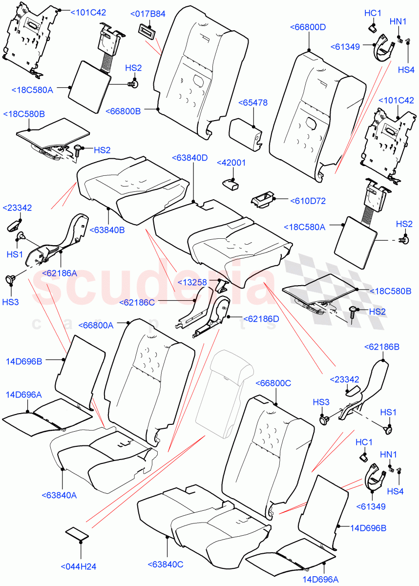 Rear Seat Pads/Valances & Heating (With 60/40 Manual Fold Thru Rr Seat) of Land Rover Land Rover Range Rover (2012-2021) [3.0 I6 Turbo Petrol AJ20P6]