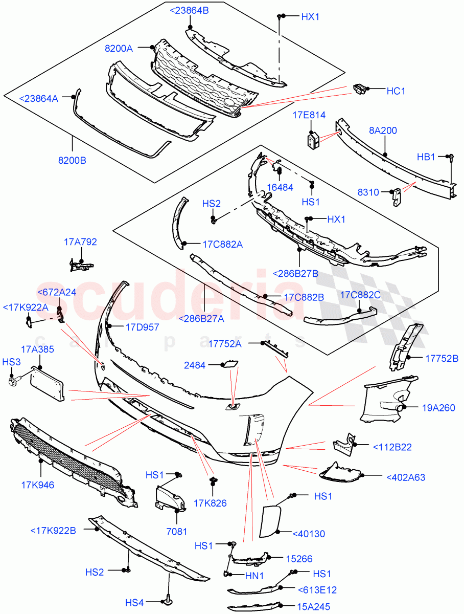 Radiator Grille And Front Bumper (Halewood (UK), Front Bumper - Painted Body Colour) of Land Rover Land Rover Range Rover Evoque (2019+) [2.0 Turbo Diesel]