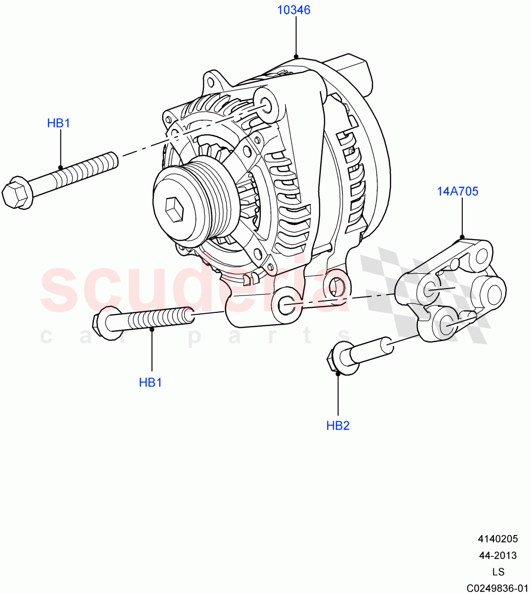 Alternator And Mountings (3.0L DOHC GDI SC V6 PETROL) ((V) FROMEA000001) of Land Rover Land Rover Discovery 4 (2010-2016) [5.0 OHC SGDI NA V8 Petrol]