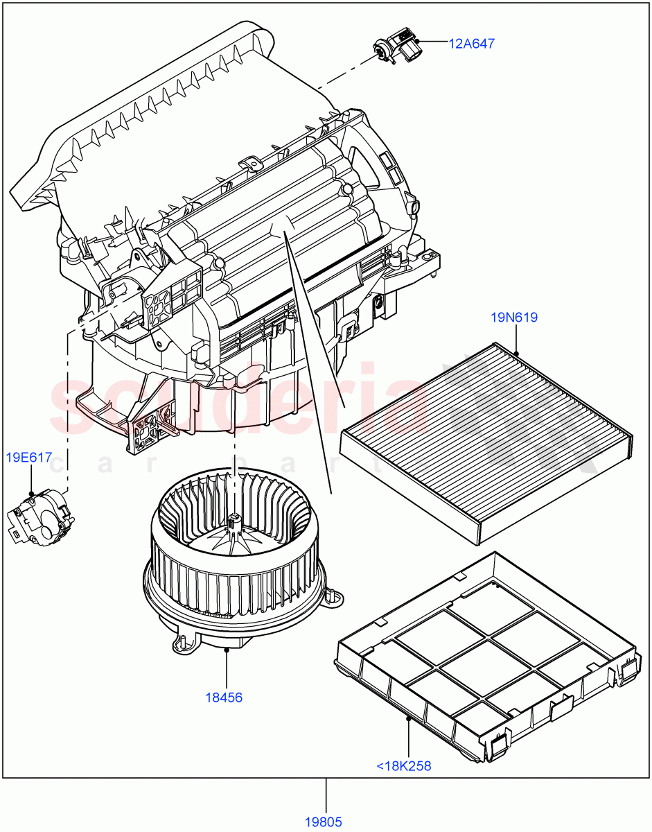 Heater/Air Con Blower And Compnts of Land Rover Land Rover Range Rover Sport (2014+) [3.0 I6 Turbo Diesel AJ20D6]