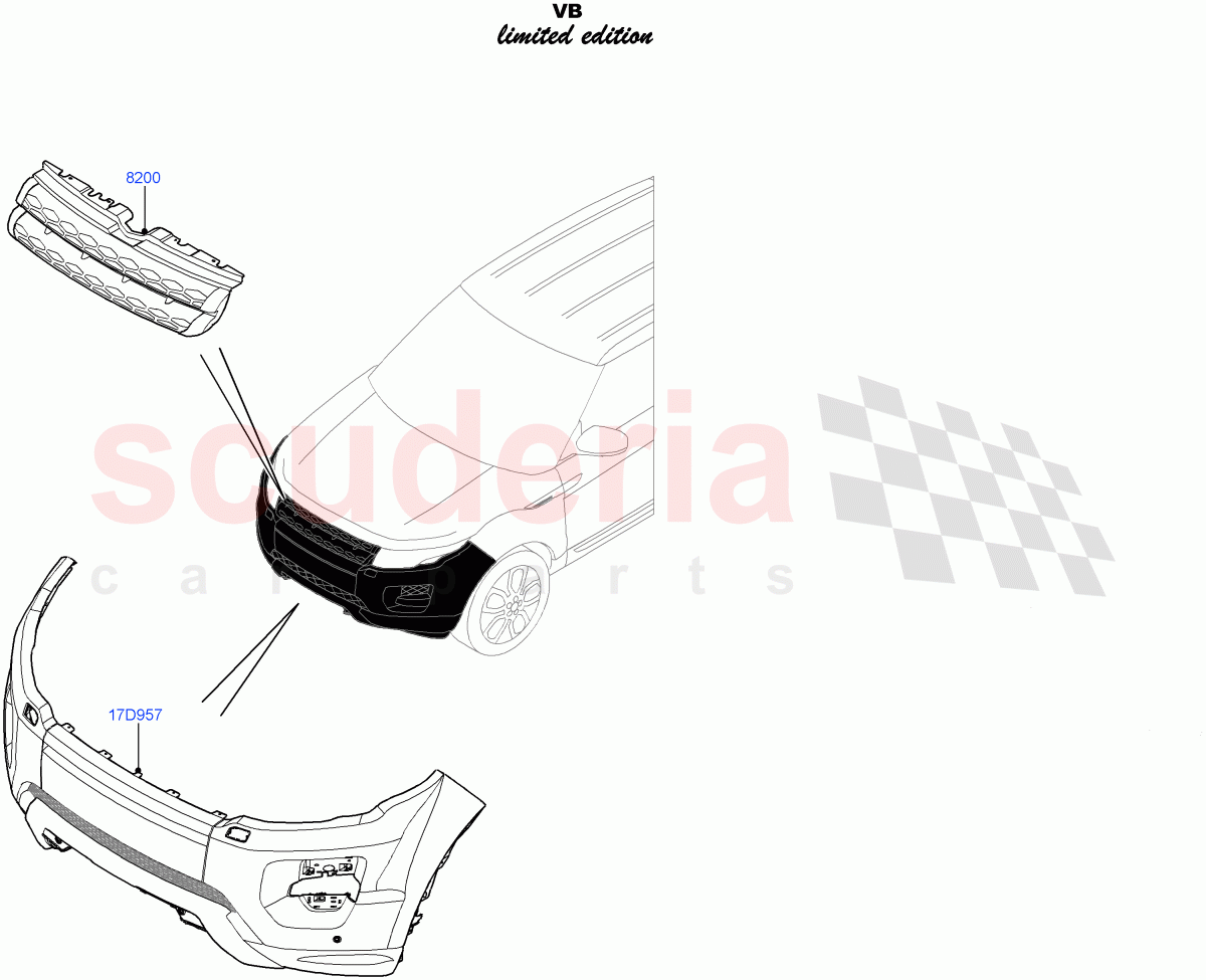 Radiator Grille And Front Bumper (Victoria Beckham Limited Edition, Halewood (UK)) of Land Rover Land Rover Range Rover Evoque (2012-2018) [2.0 Turbo Diesel]