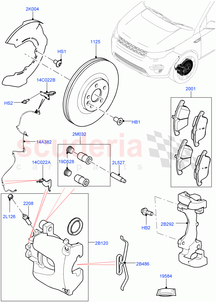 Front Brake Discs And Calipers (Halewood (UK)) ((V) TOGH999999) of Land Rover Land Rover Discovery Sport (2015+) [2.0 Turbo Petrol GTDI]