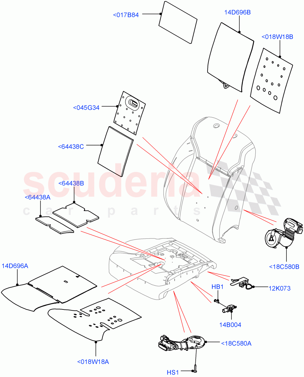 Front Seat Pads/Valances & Heating (Heating, Nitra Plant Build) ((V) FROMK2000001) of Land Rover Land Rover Discovery 5 (2017+) [3.0 I6 Turbo Petrol AJ20P6]