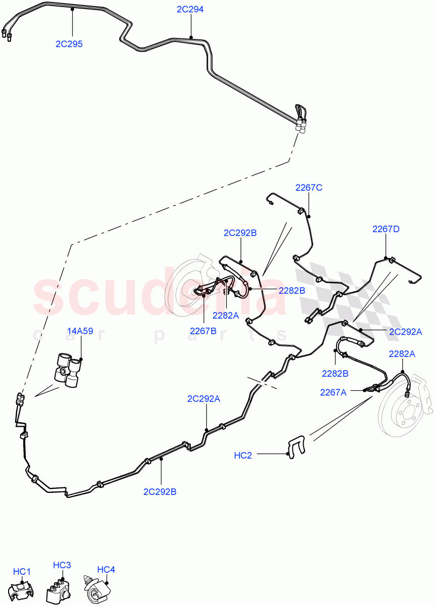 Rear Brake Pipes (RHD) ((V) FROMAA000001) of Land Rover Land Rover Discovery 4 (2010-2016) [5.0 OHC SGDI NA V8 Petrol]