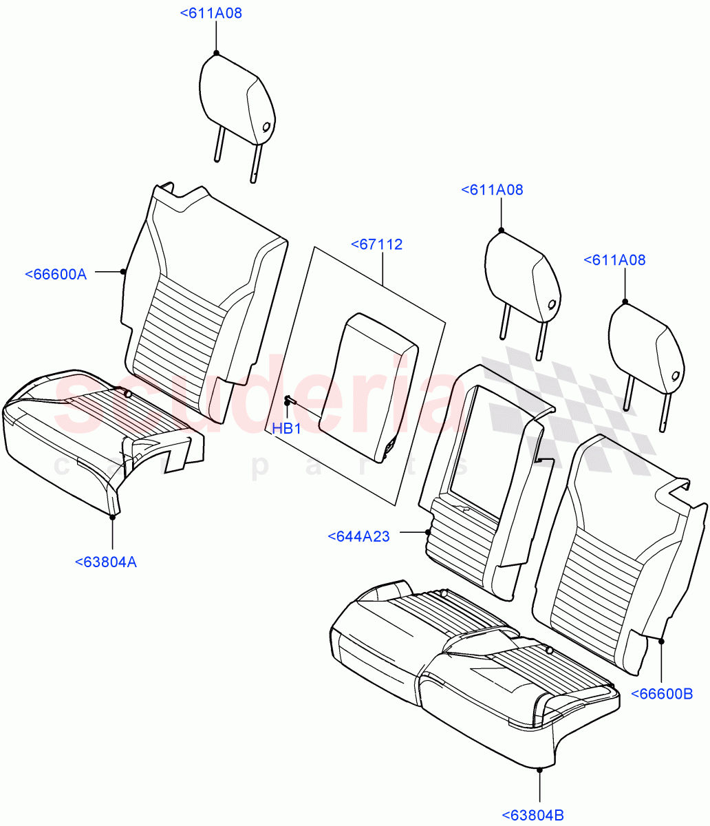 Rear Seat Covers (Nitra Plant Build) (Taurus Leather Perforated, 60/40 Load Through With Slide) ((V) FROMM2000001) of Land Rover Land Rover Discovery 5 (2017+) [2.0 Turbo Petrol AJ200P]