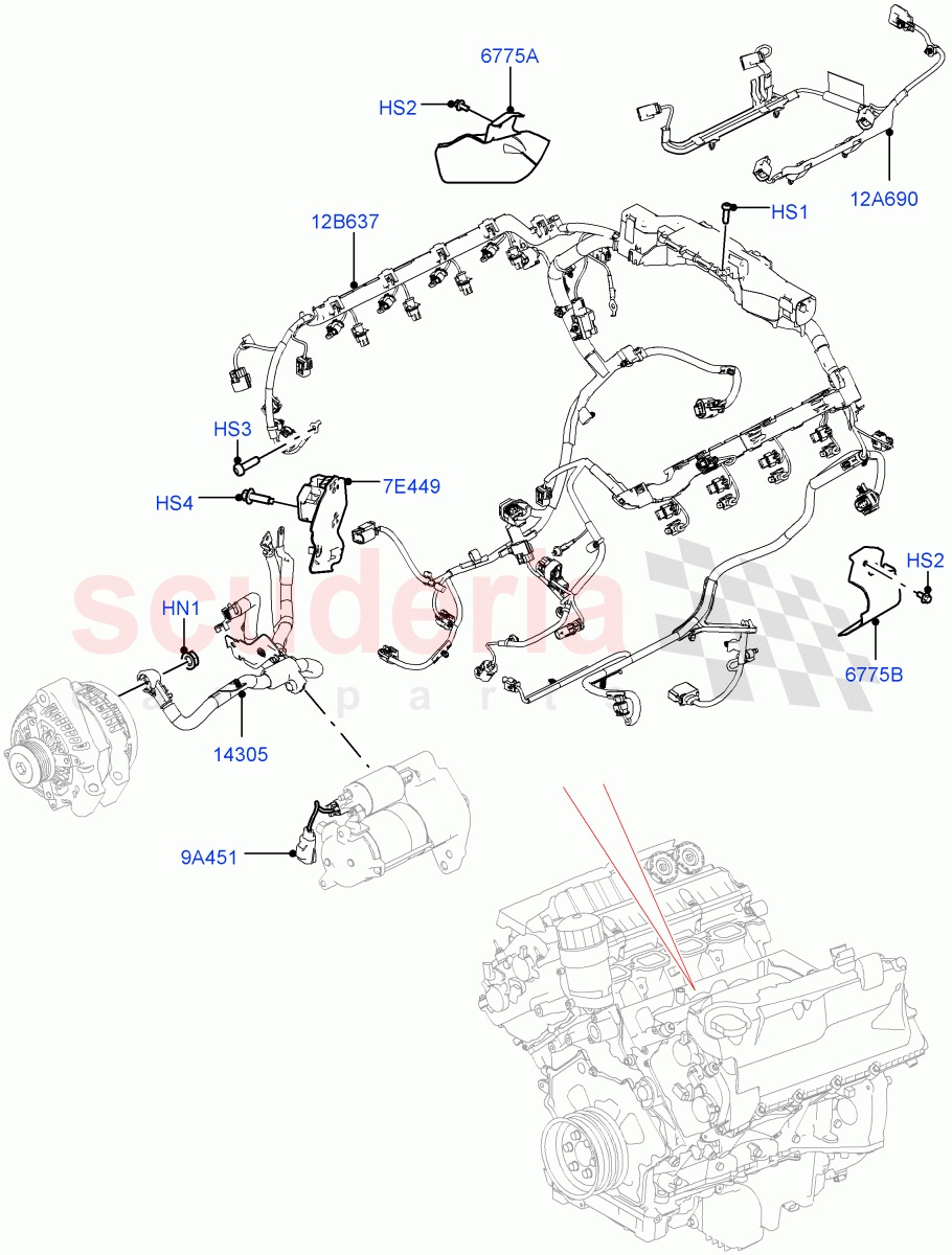 Electrical Wiring - Engine And Dash (Engine) (5.0 Petrol AJ133 DOHC CDA, 5.0L P AJ133 DOHC CDA S/C Enhanced) ((V) FROMJA000001) of Land Rover Land Rover Range Rover (2012-2021) [3.0 Diesel 24V DOHC TC]