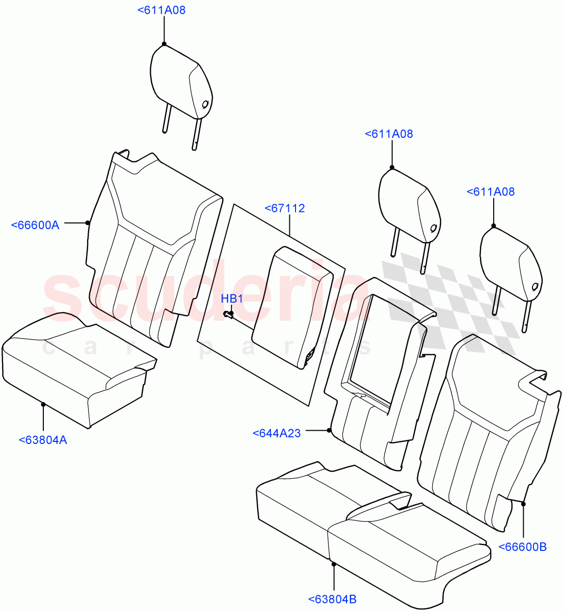 Rear Seat Covers (Nitra Plant Build) (Taurus Leather Perforated, Version - Core) ((V) FROMK2000001, (V) TOL2999999) of Land Rover Land Rover Discovery 5 (2017+) [3.0 I6 Turbo Diesel AJ20D6]