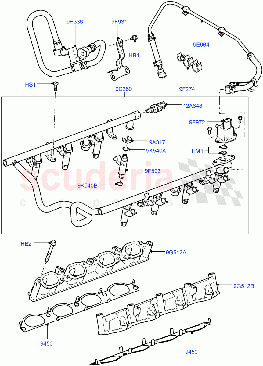 Fuel Injectors And Pipes (AJ Petrol 4.2 V8 Supercharged) of Land Rover Land Rover Range Rover Sport (2005-2009) [4.2 Petrol V8 Supercharged]