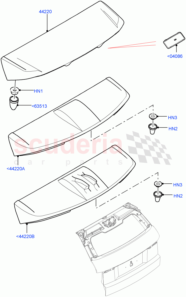 Spoiler And Related Parts (Changsu (China)) ((V) FROMEG000001) of Land Rover Land Rover Range Rover Evoque (2012-2018) [2.0 Turbo Petrol AJ200P]