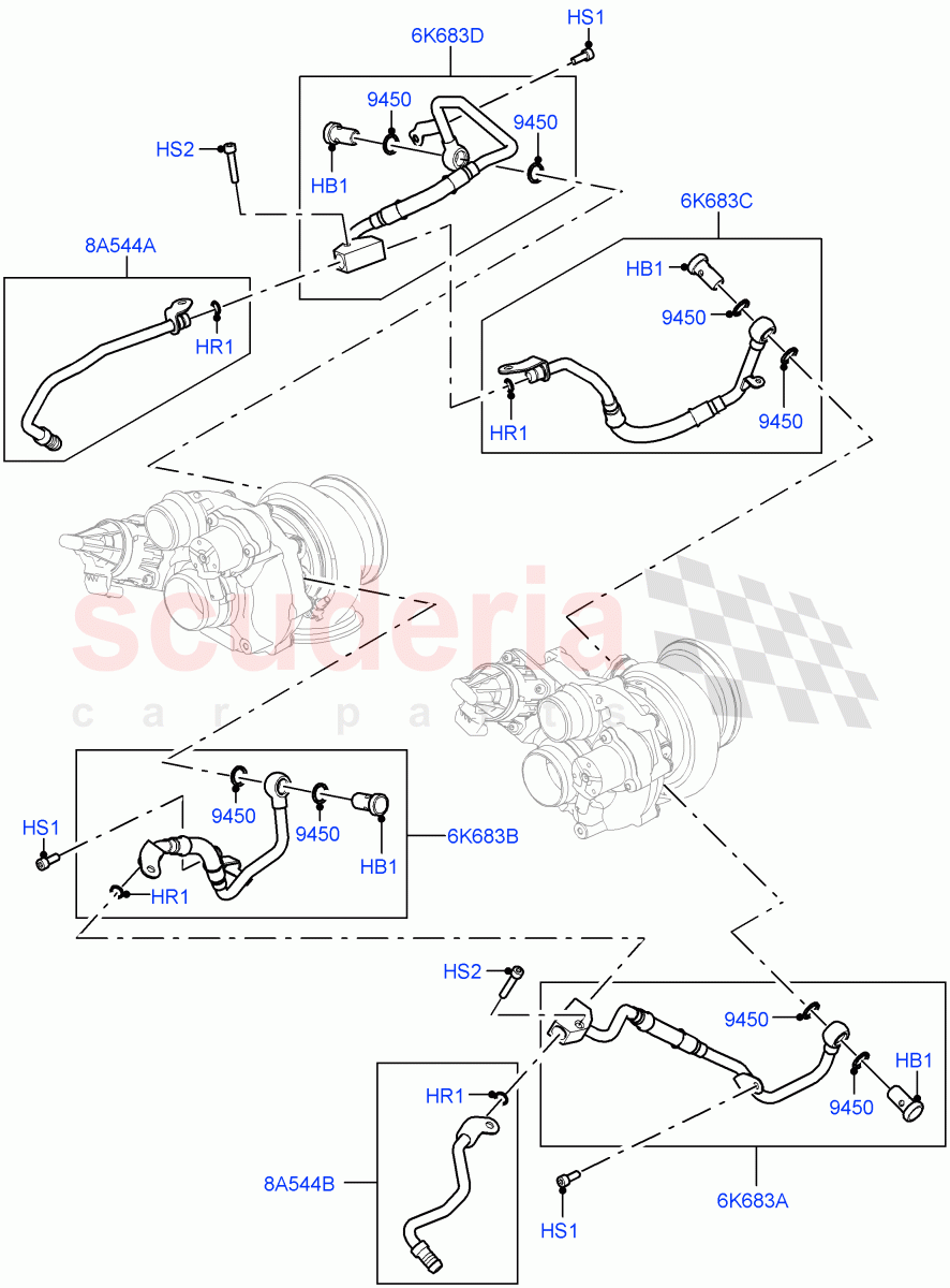Turbocharger (Cooling) (4.4 V8 Turbo Petrol (NC10)) of Land Rover Land Rover Range Rover (2022+) [4.4 V8 Turbo Petrol NC10]