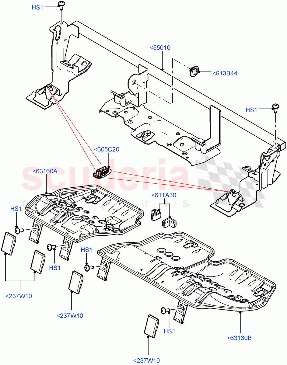 Rear Seat Base (Itatiaia (Brazil), With 60/40 Split - Folding Rr Seat) ((V) FROMGT000001) of Land Rover Land Rover Discovery Sport (2015+) [2.0 Turbo Petrol AJ200P]