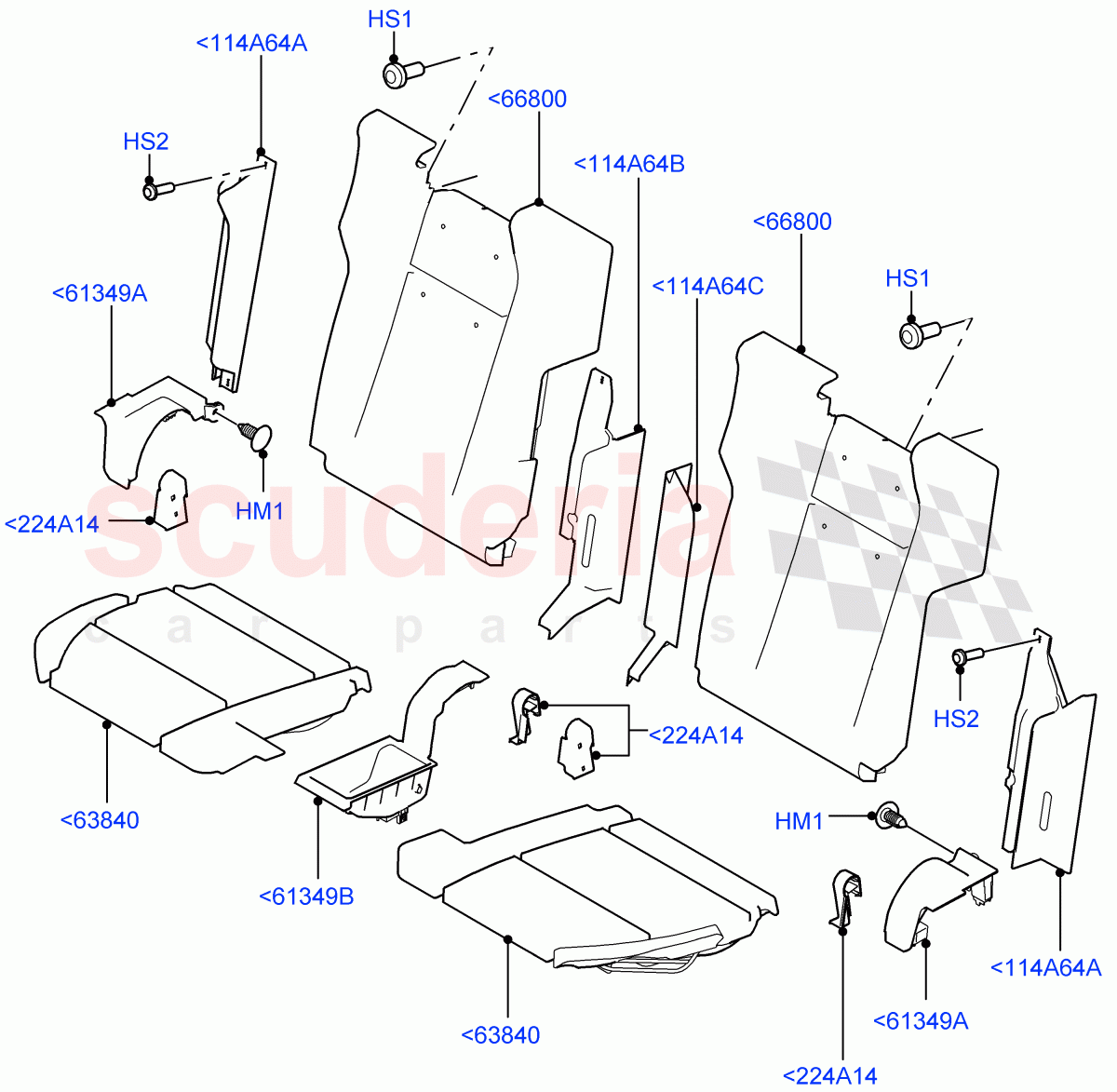 Rear Seat Pads/Valances & Heating (Row 3) (With 7 Seat Configuration) of Land Rover Land Rover Range Rover Sport (2014+) [3.0 I6 Turbo Diesel AJ20D6]