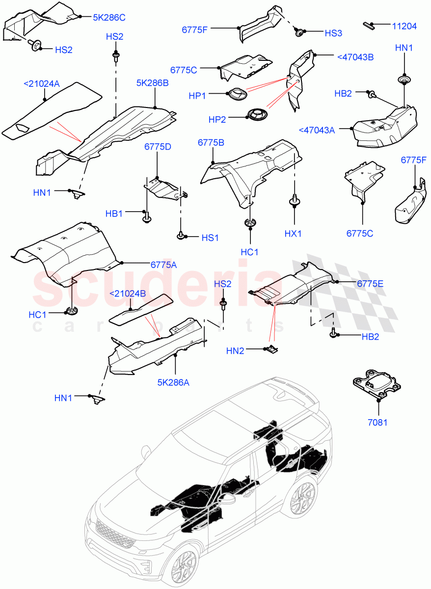 Splash And Heat Shields (Solihull Plant Build, Centre, Rear) ((V) FROMHA000001) of Land Rover Land Rover Discovery 5 (2017+) [2.0 Turbo Petrol AJ200P]